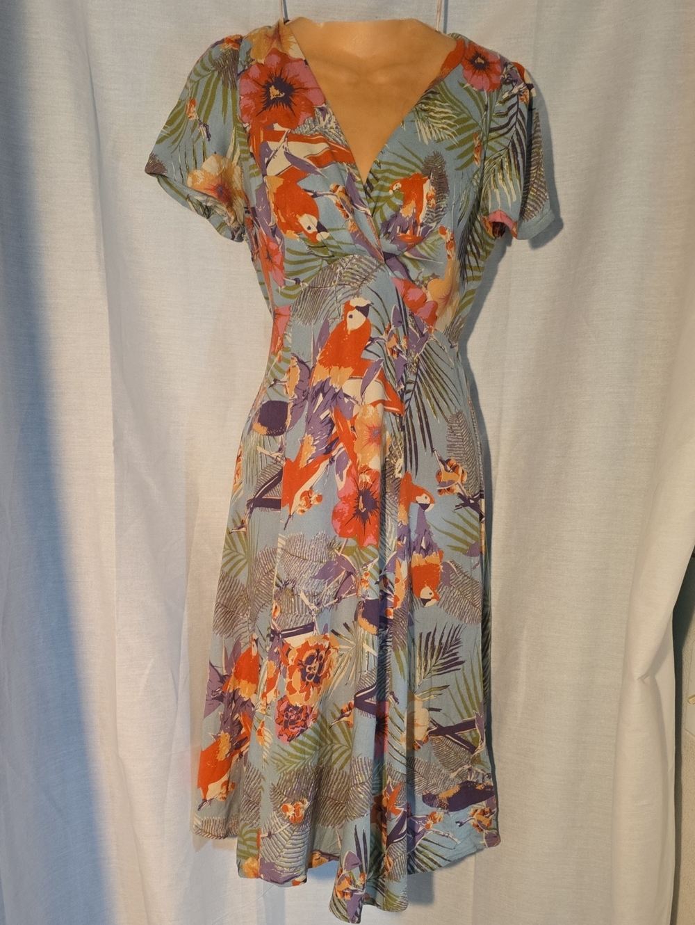 Dollz & Dames Tropical Parrot Palm Print Dress Extra Small